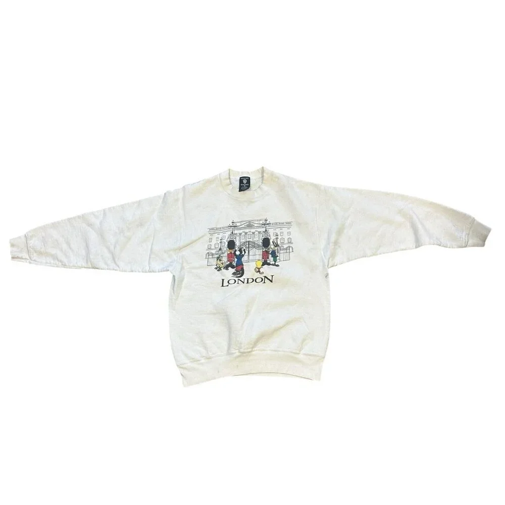 Vintage 1995 Looney Tunes Sweatshirt Mens Medium White Warner Bugs Bunny Cartoon